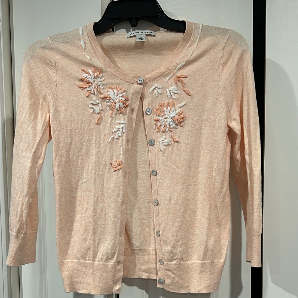 Lauren Ralph Lauren Light Peach Floral Cardigan